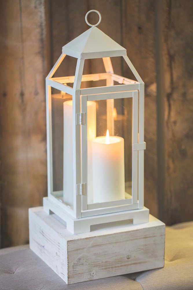 richland white contemporary metal lantern with clear glasses large - view 3