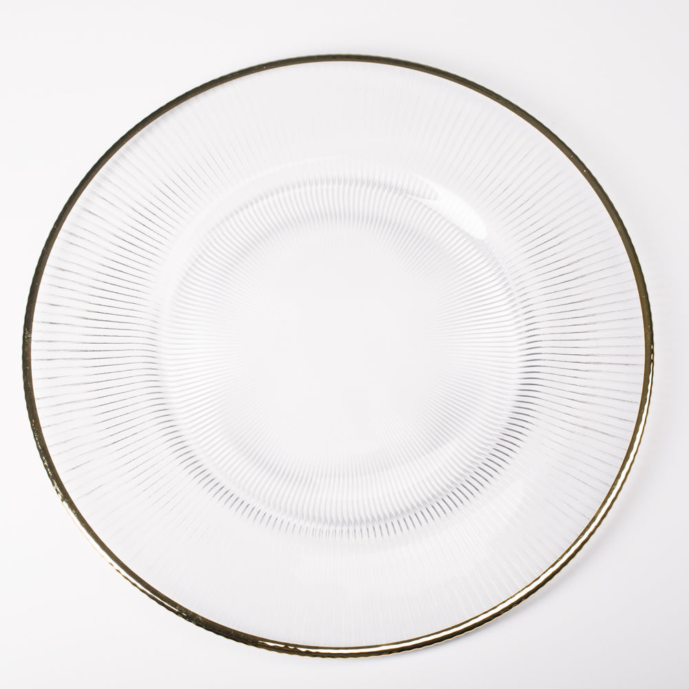 richland 13 gold rim glass charger plate set of 12 - view 1