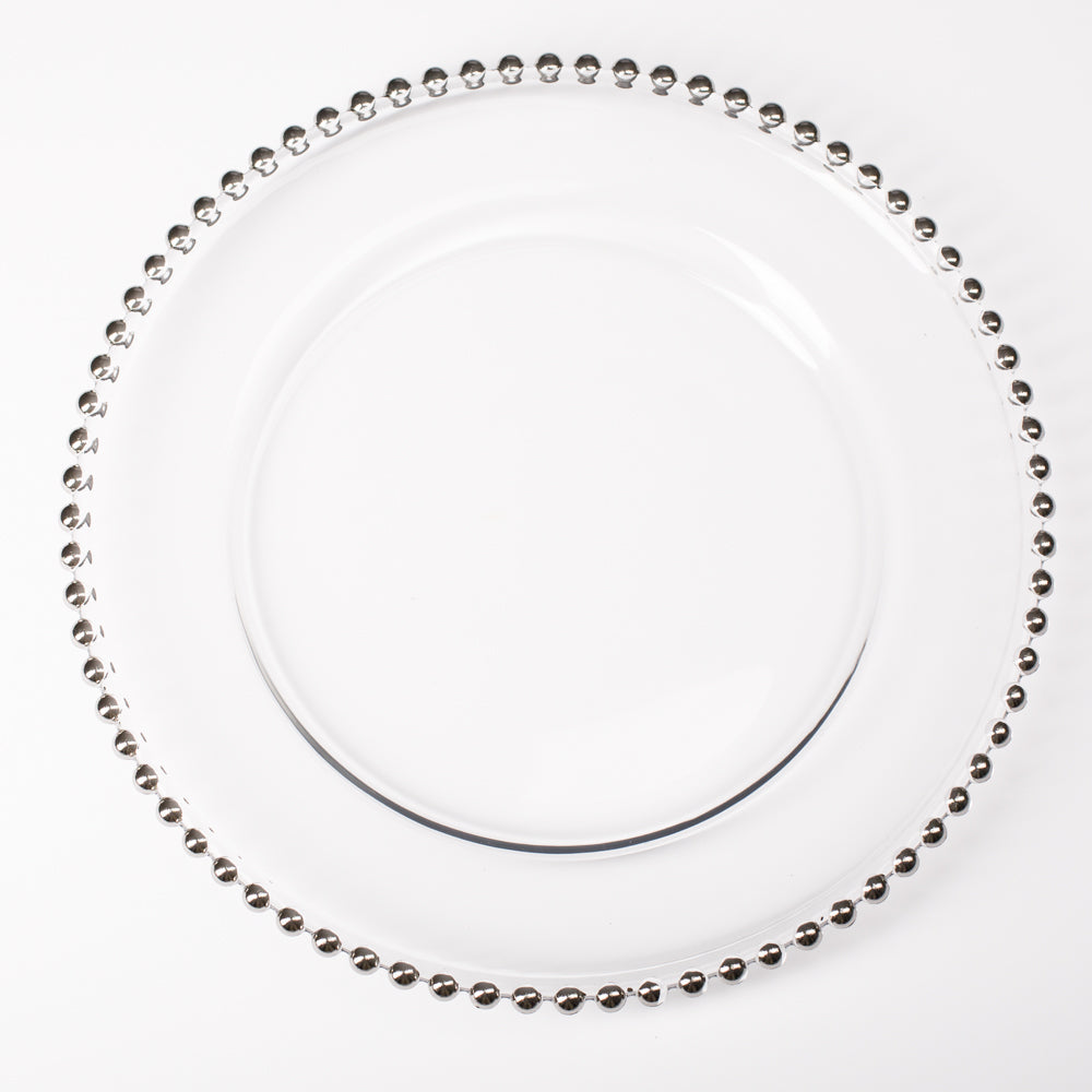 richland 13 silver beaded glass charger plate set of 12 - view 1