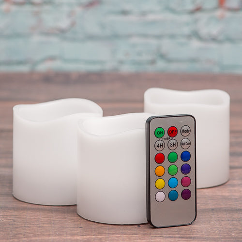 Richland Flameless LED Remote Control Wavy Top Pillar Candle White 3"x3" Set of 24 - view 1