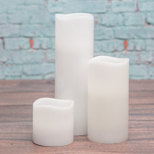 5 of 5: Richland Flameless LED Wavy Top Pillar Candle White 3"x3"