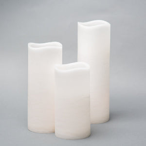 1 of 6: Richland 4" Large LED Pillar Candle with Wavy Top (3 Sizes) - Set of 3