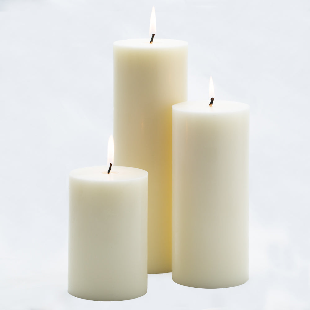 richland pillar candles 4 x6 4 x9 4 x12 light ivory set of 3