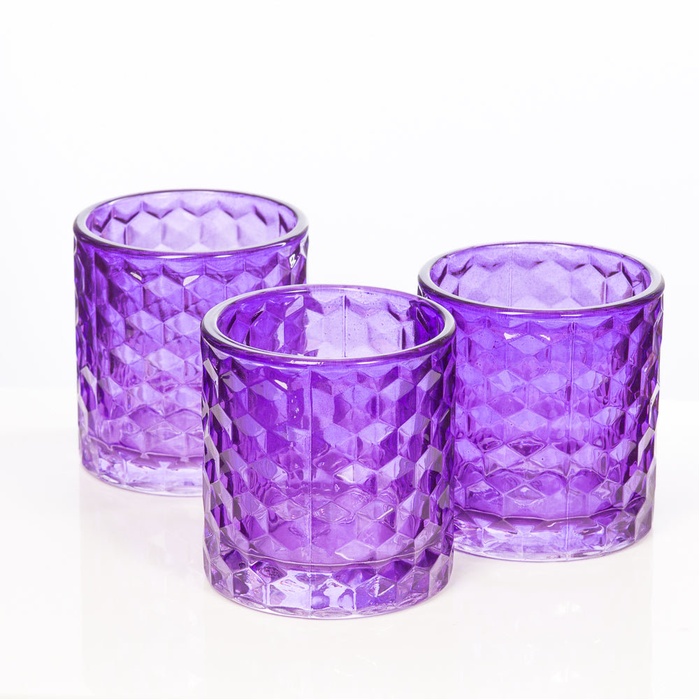 richland purple chunky honeycomb glass votive tealight holder set of 6