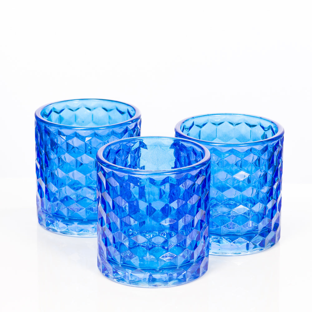 richland blue chunky honeycomb glass votive tealight holder set of 48 - view 1