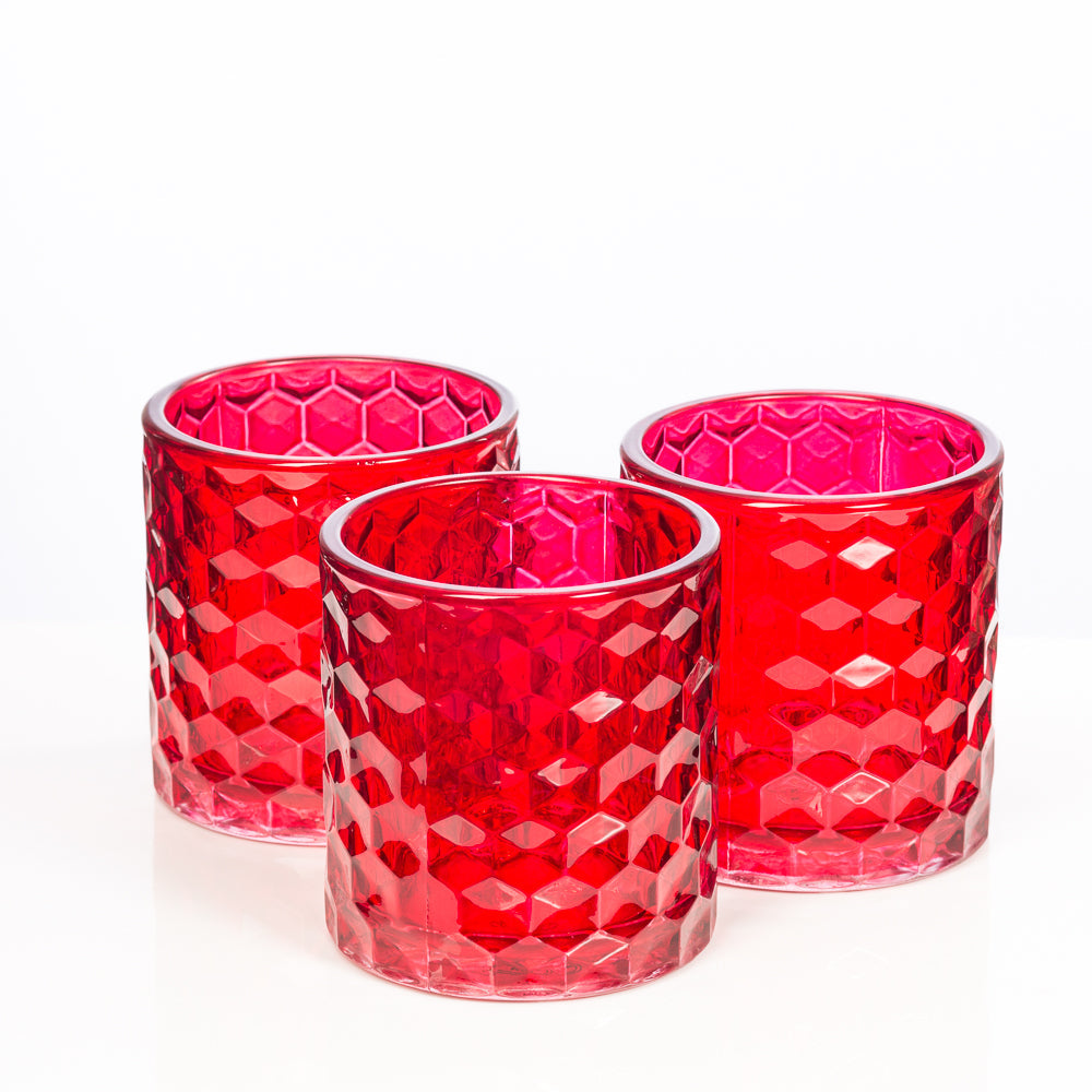 richland red chunky honeycomb glass votive tealight holder set of 48