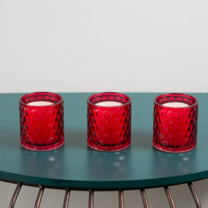 2 of 2: Richland Red Chunky Honeycomb Glass Votive & Tealight Holder Set of 24