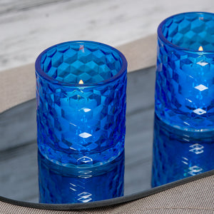 2 of 2: Richland Blue Chunky Honeycomb Glass Votive & Tealight Holder Set of 48