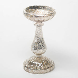 1 of 4: Richland 8.5" Ribbed Unique Mercury Glass Pillar Candle Holder