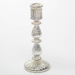 5 of 8: Richland Ribbed Unique Mercury Glass Taper Candle Holder Set of 3