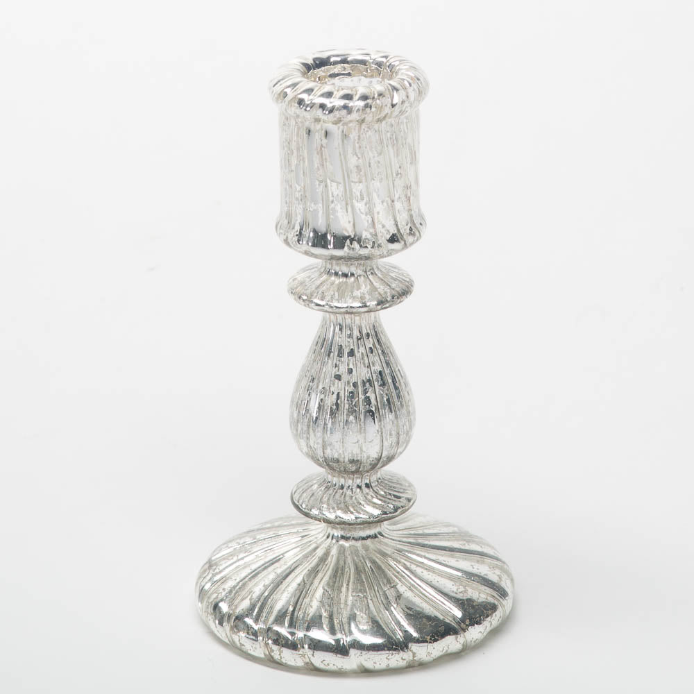 richland ribbed unique mercury glass taper candle holder set of 3 - view 3