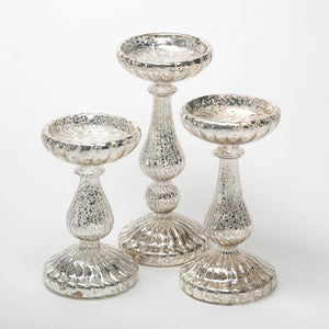 2 of 8: richland ribbed unique mercury glass pillar candle holder set of 3