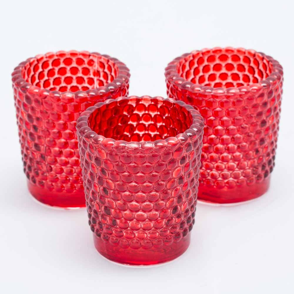 richland votive holder hobnail red set of 12