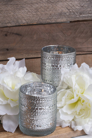 3 of 4: Richland Mercury Candle Holder Pearly Silver Small Set of 6