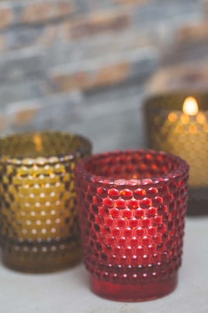 4 of 4: Richland Votive Holder Hobnail Red Set of 72