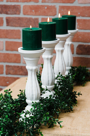 3 of 4: Richland Pillar Candles 3"x3" Dark Green Set of 24