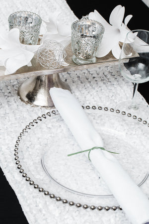 2 of 3: Richland 13" Silver Beaded Glass Charger Plate Set of 12