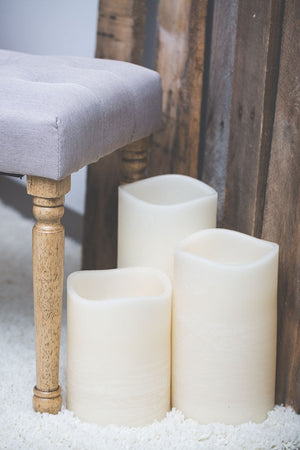 4 of 4: Richland LED Big Pillar Candles Ivory 6” x 10” Set of 4
