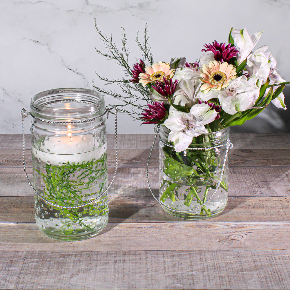 Eastland 7.5" Hanging Dotted Glass Jar with Handle - view 3