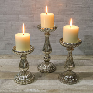 3 of 4: richland ribbed unique mercury glass pillar candle holder set of 3