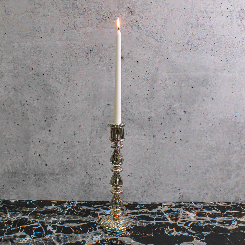 richland ribbed unique mercury glass taper candle holder 13 - view 2