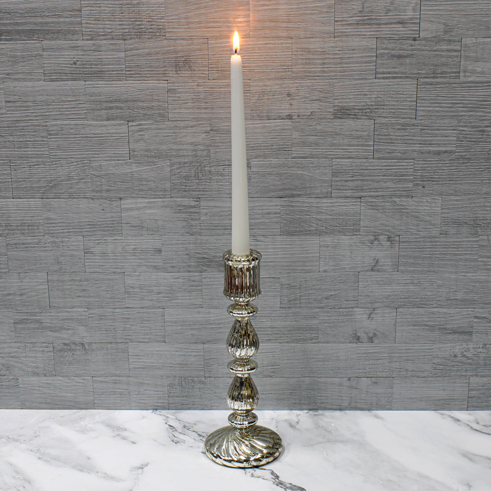 Richland Ribbed Unique Mercury Glass Taper Candle Holder  9.6" - view 3