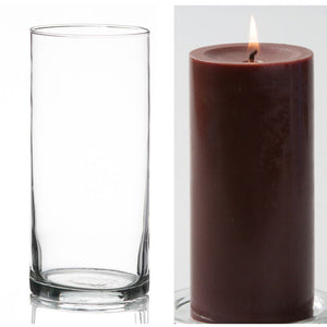 14 of 16: Richland Pillar Candle 6" & Eastland Cylinder Holder 7.5" Set of 12 (Choose your Color)