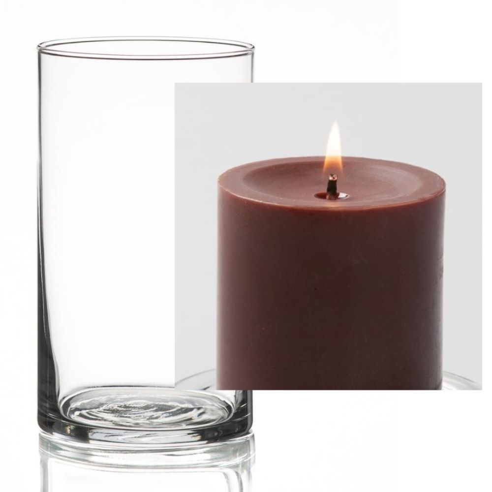 Richland Pillar Candle 3" & Eastland Cylinder Holder 6" Set of 12 (Choose your Color) - view 15
