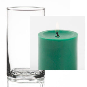 11 of 17: Richland Pillar Candle 3" & Eastland Cylinder Holder 6" Set of 12 (Choose your Color)