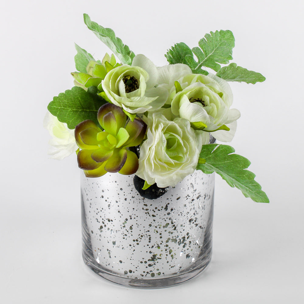 Richland Silver Mercury Glass Cylinder Vase 5" x 5" - view 1