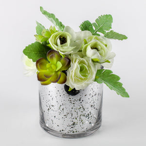 1 of 3: Richland Silver Mercury Glass Cylinder Vase 5" x 5"