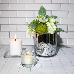 3 of 3: Richland Silver Mercury Glass Cylinder Vase 5" x 5"
