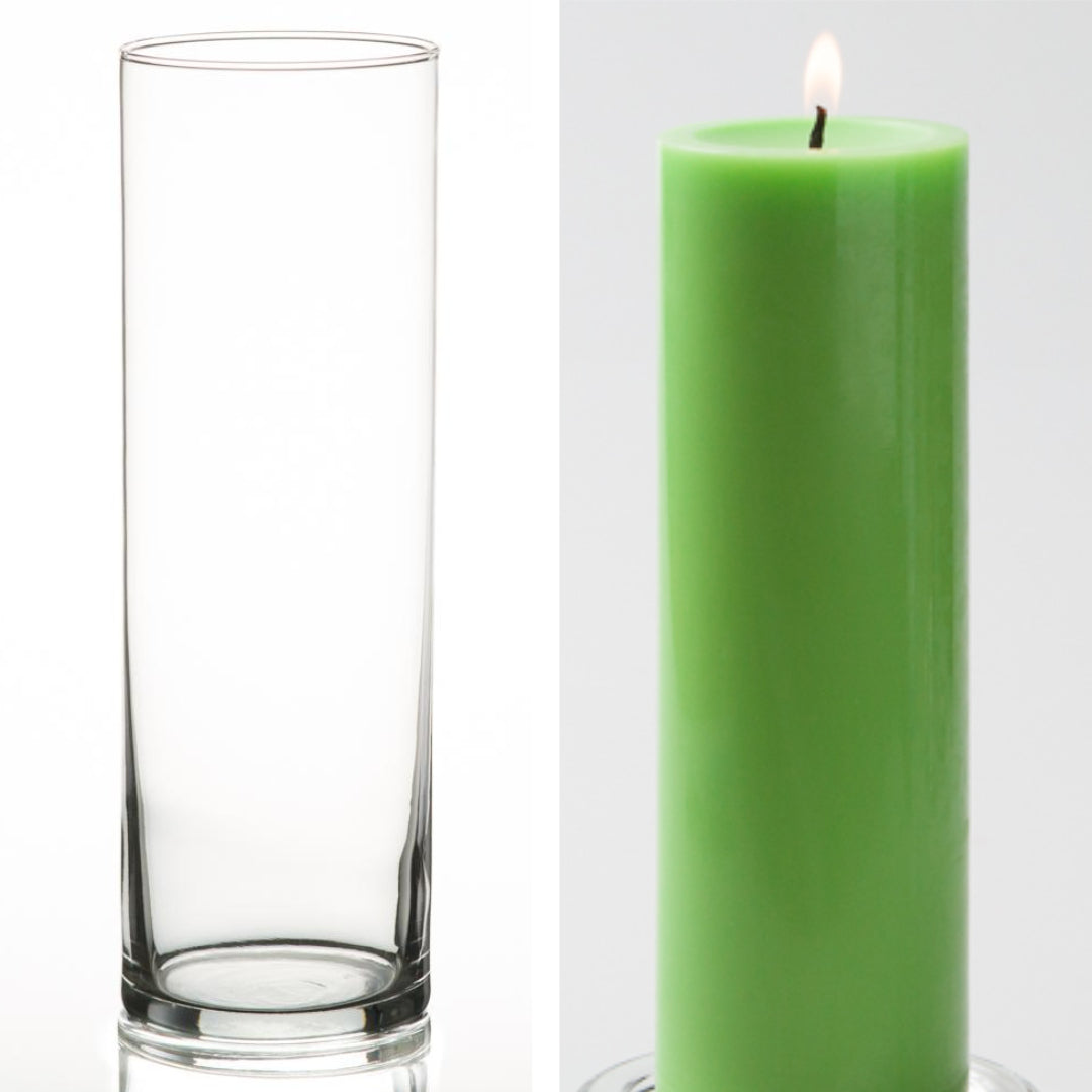 Richland Pillar Candle 9" & Eastland Cylinder Holder 10.5 inch Set of 12 (Choose your Color) - view 8