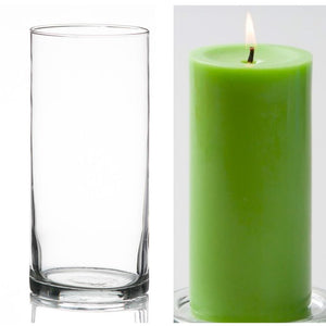 9 of 16: Richland Pillar Candle 6" & Eastland Cylinder Holder 7.5" Set of 12 (Choose your Color)