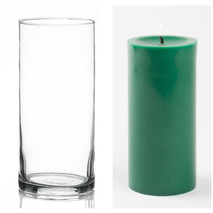 10 of 16: Richland Pillar Candle 6" & Eastland Cylinder Holder 7.5" Set of 12 (Choose your Color)