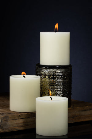 3 of 3: Richland Pillar Candles 3"x3" Light Ivory