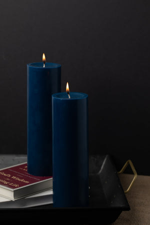 2 of 2: Richland Pillar Candle 3"x9" Navy Blue