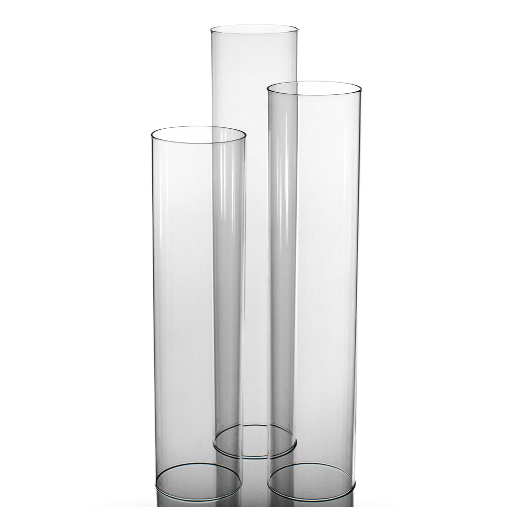 Glass Chimney Candle Shade Set of 3 – Slim Candle Holders, 15", 17" & 19"