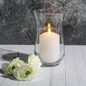 3 of 5: Richland 3"X4" Bullet LED Wax Candle White in Hurrican Vase