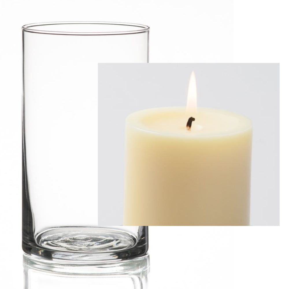 Richland Pillar Candle 3" & Eastland Cylinder Holder 6" Set of 12 (Choose your Color) - view 4