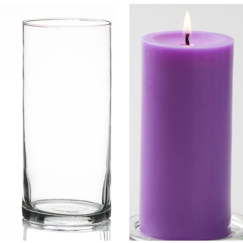 Richland Pillar Candle 6" & Eastland Cylinder Holder 7.5" Set of 12 (Choose your Color) - view 5