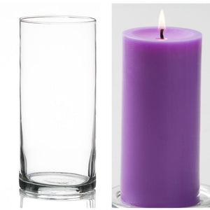 5 of 16: Richland Pillar Candle 6" & Eastland Cylinder Holder 7.5" Set of 12 (Choose your Color)