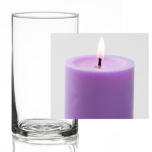6 of 17: Richland Pillar Candle 3" & Eastland Cylinder Holder 6" Set of 12 (Choose your Color)