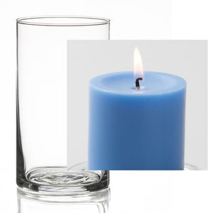 8 of 17: Richland Pillar Candle 3" & Eastland Cylinder Holder 6" Set of 12 (Choose your Color)