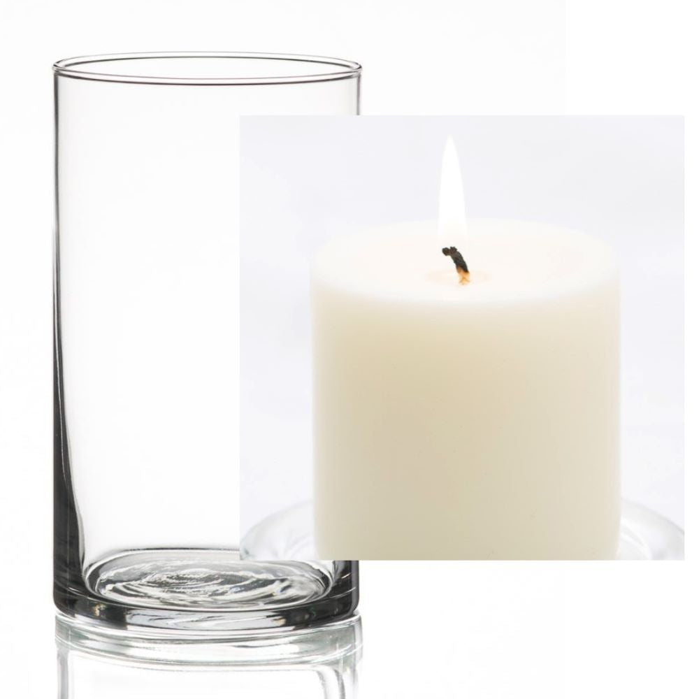 Richland Pillar Candle 3" & Eastland Cylinder Holder 6" Set of 12 (Choose your Color) - view 17