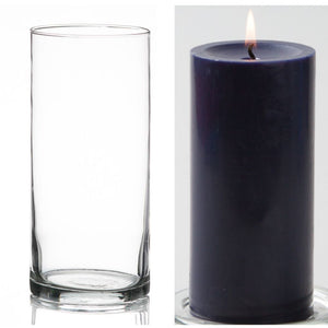 8 of 16: Richland Pillar Candle 6" & Eastland Cylinder Holder 7.5" Set of 12 (Choose your Color)