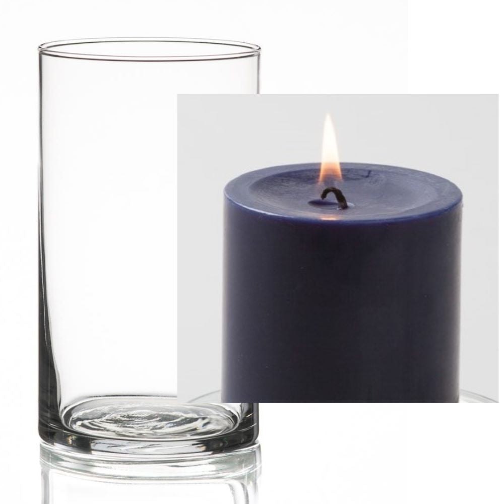 Richland Pillar Candle 3" & Eastland Cylinder Holder 6" Set of 12 (Choose your Color) - view 9