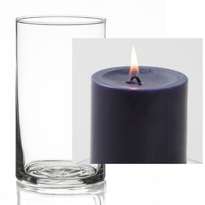 9 of 17: Richland Pillar Candle 3" & Eastland Cylinder Holder 6" Set of 12 (Choose your Color)
