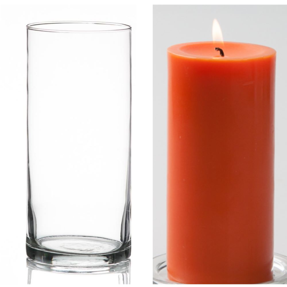 Richland Pillar Candle 6" & Eastland Cylinder Holder 7.5" Set of 12 (Choose your Color) - view 11