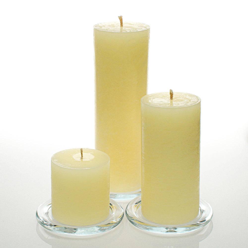 Richland Rustic Pillar Candle 3"x3", 3"x6" & 3"x9" Ivory Set of 3